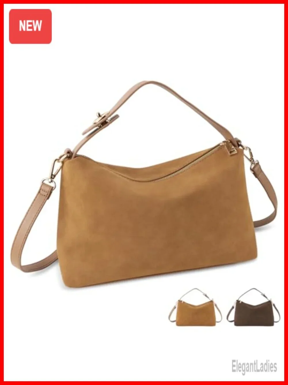 Suede Leather Hobo Tote Shoulder Bag Crossbody Satchel